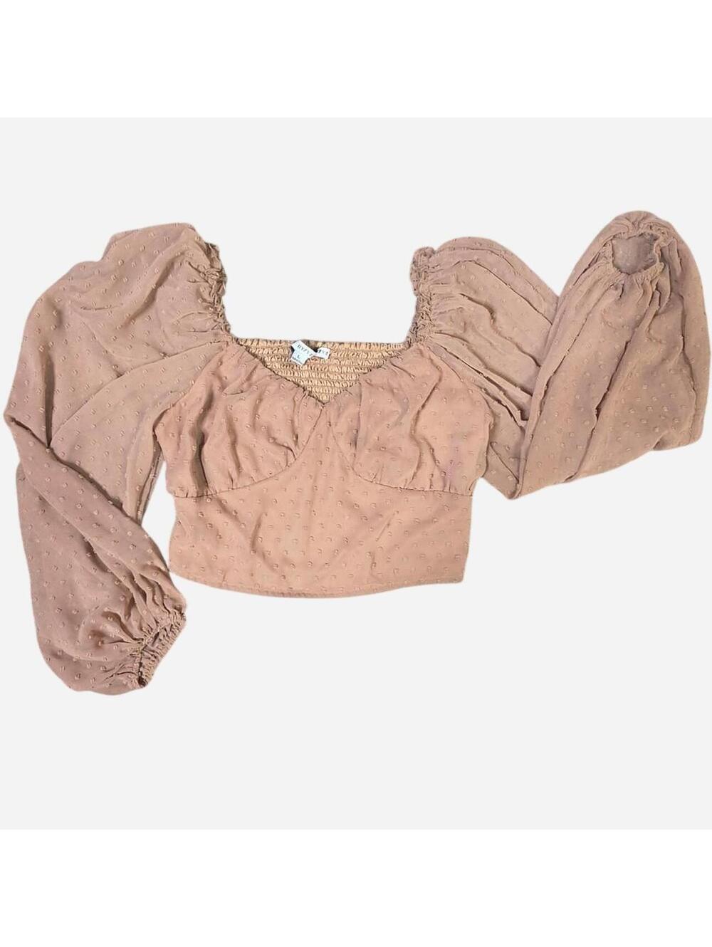 Enchanting Boho Swiss Dot Long Sleeve Crop Top ✨